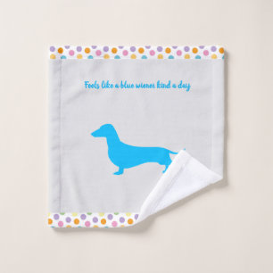 Serviette de lavage teckel silhouette bleue