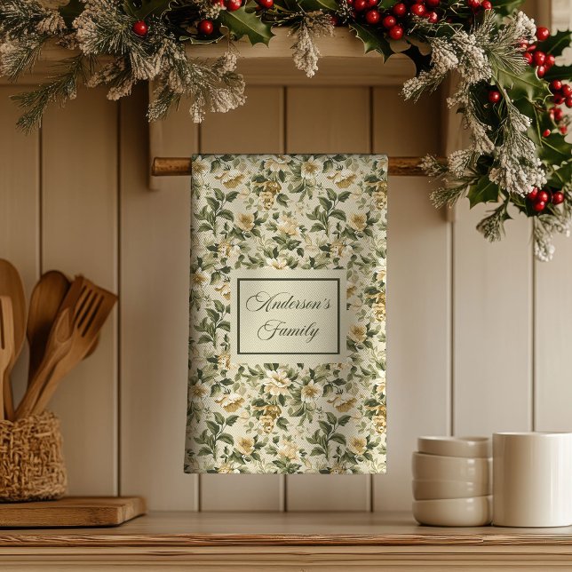Serviette de luxe personnalisée avec impression or (Sage Green Gold Print Personalized Luxury Towel )
