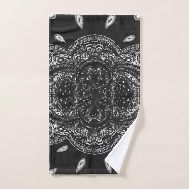 Serviette de main à code mouchoir noir (Serviette à main)