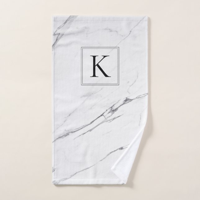 Serviette de main à monogramme en marbre modifiabl (Serviette à main)