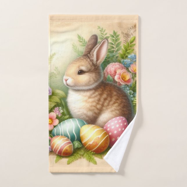 Serviette de main de vacances de lapin de Pâques m (Serviette à main)