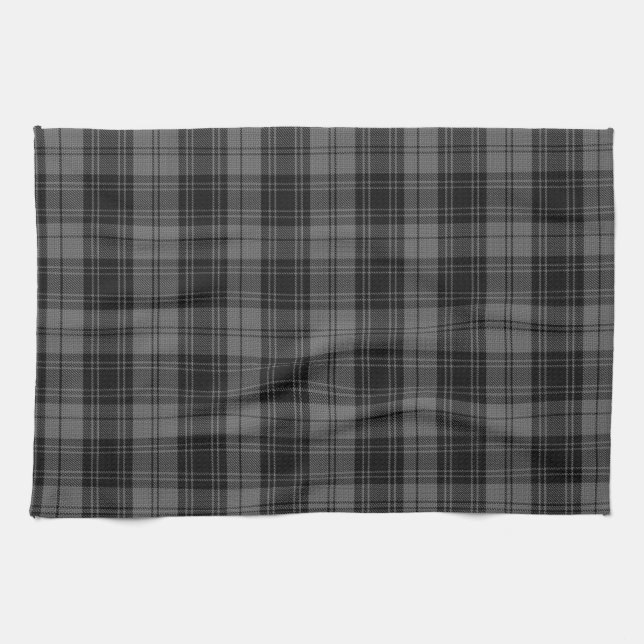Serviette de main grise de plaid de tartan de (Horizontal)