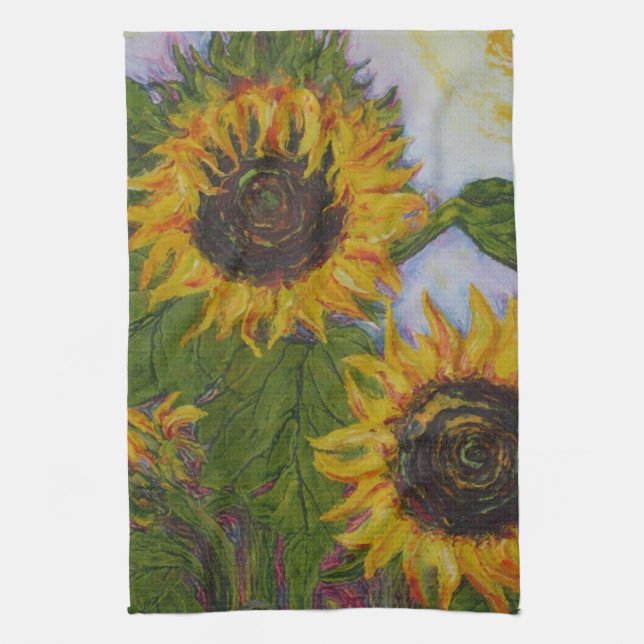 Serviette de main jaune de tournesols (Vertical)