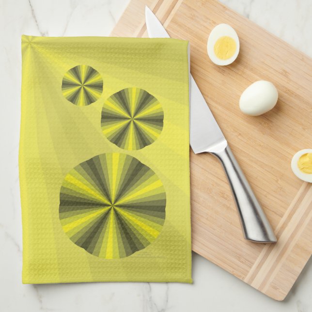 Serviette de main jaune illusion d'optique (Quart Plié)