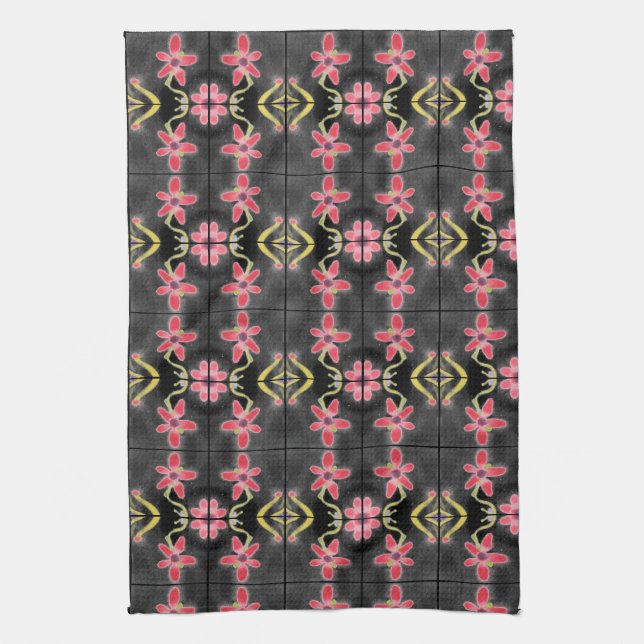 Serviette De Main Noir Rouge Et Violet Designer (Vertical)