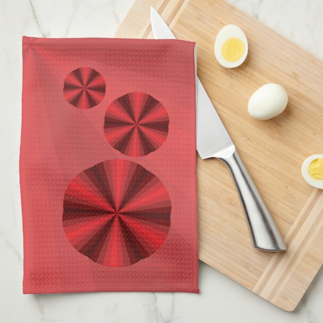 Serviette de main rouge illusion d'optique (Quart Plié)