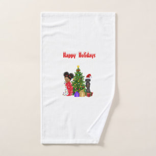 Serviette de main vintage de teckel de vacances de