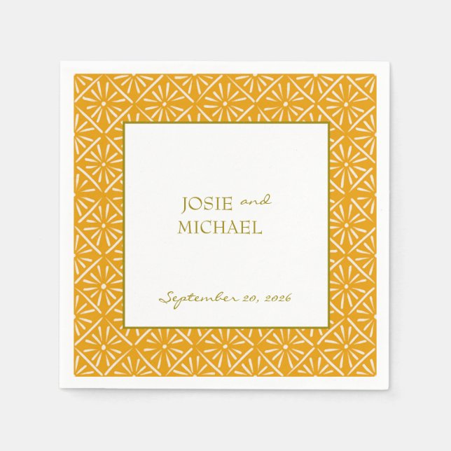 Serviette de mariage géométrique en papier (Devant)