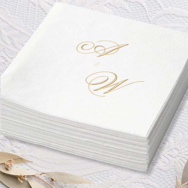 Serviette de mariage initiale en feuille élégante (Elegant Foil Initial Wedding Napkin)