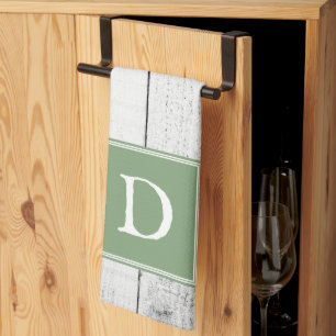 Serviette de monogramme rustique vert