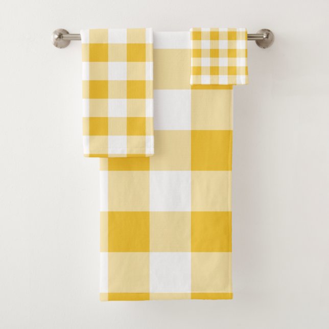 Serviette de Motif à Buffalo blanc et jaune (En situation)