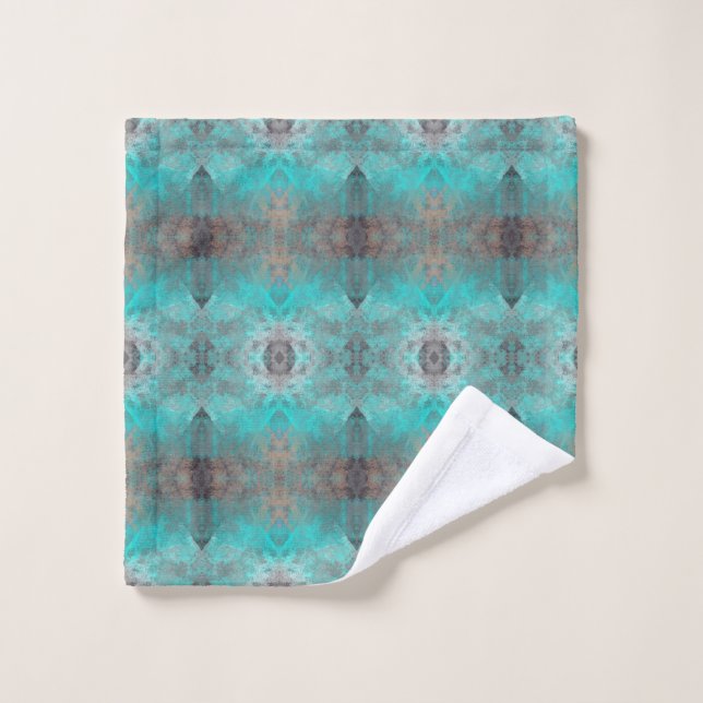 Serviette de Motif géométrique Aqua et Grey (Gant de toilette)