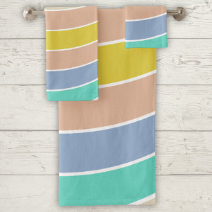 Serviette de motif turquoise jaune rétro