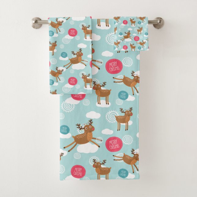 Serviette de Noël au renne cabrioleur (En situation)