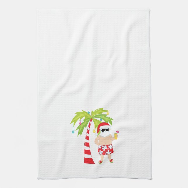 Serviette de Noël avec Père Noël tropical (Vertical)