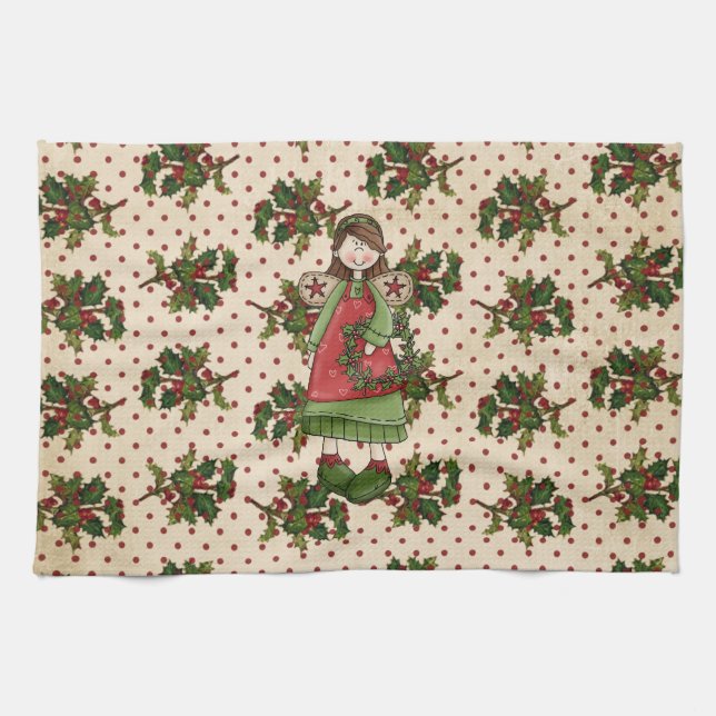 Serviette de Noël de baie de houx (Horizontal)