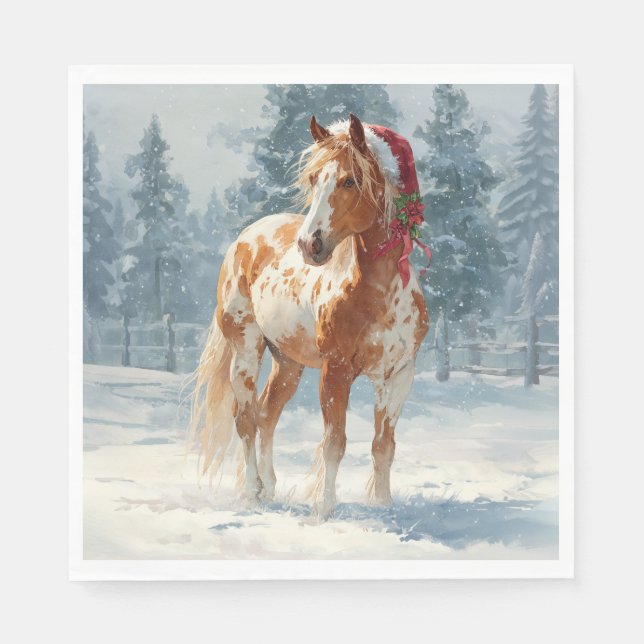Serviette de Noël en papier / Beau cheval Appaloos (Devant)
