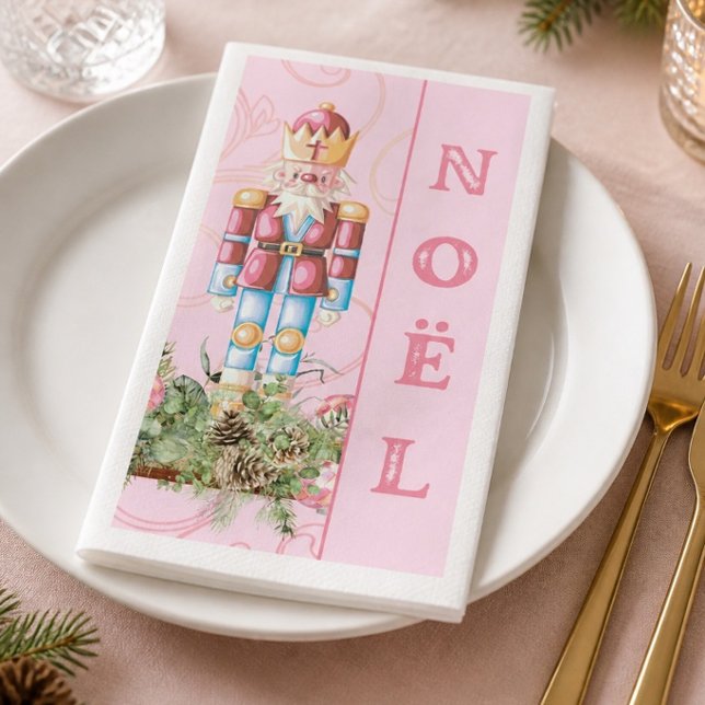 Serviette de Noël en papier rose pour invité Casse (Créateur téléchargé)
