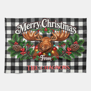 Serviette de Noël personnalisée avec élan à carrea