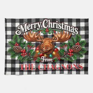 Serviette de Noël personnalisée avec élan à carrea