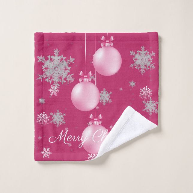 Serviette de Noël rose (Gant de toilette)