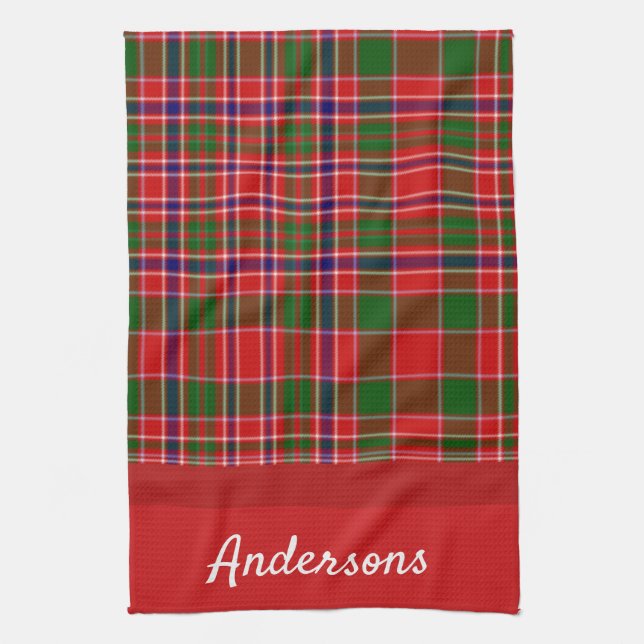 Serviette de Noël rouge et vert monogrammé (Vertical)