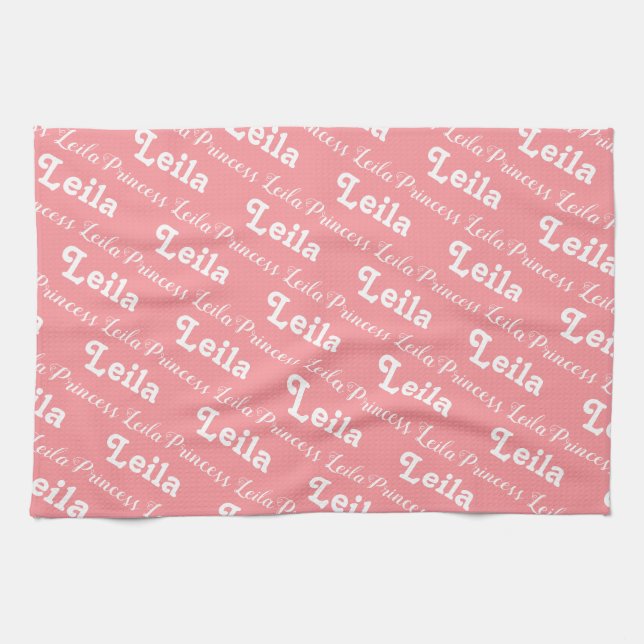 Serviette de nom personnalisée rose (Horizontal)