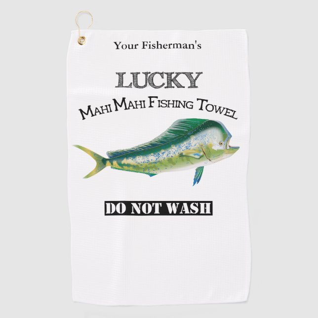 Serviette de pêche personnalisée Lucky Mahi Mahi (Devant)
