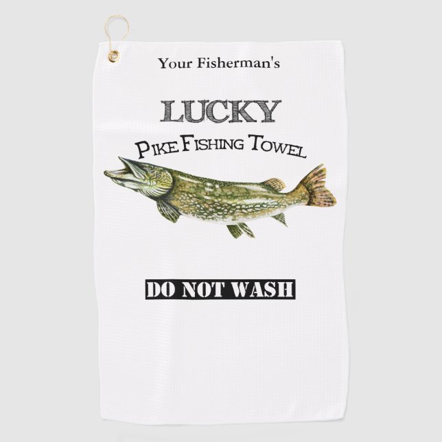 Serviette de pêche personnalisée Lucky Pike (Devant)