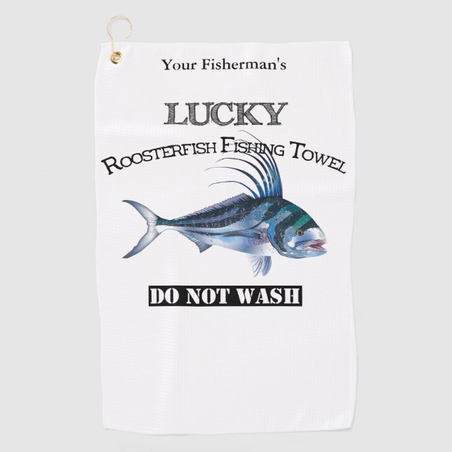 Serviette de pêche personnalisée Lucky Roosterfish (Devant)