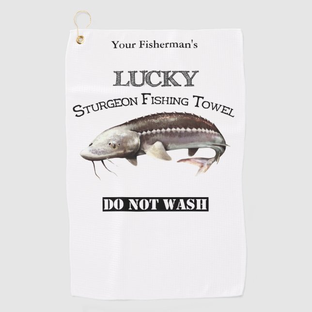 Serviette de pêche personnalisée Lucky Sturgeon (Devant)