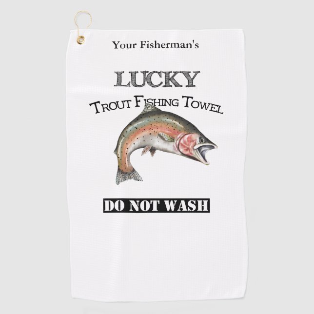 Serviette de pêche personnalisée Lucky Truite (Devant)