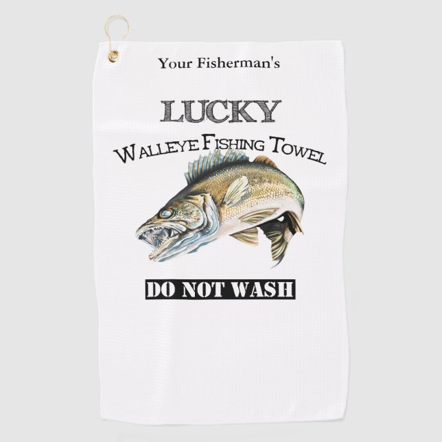 Serviette de pêche personnalisée Lucky Walleye (Devant)