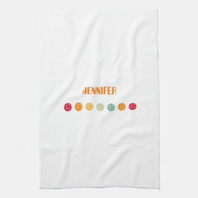 Serviette de Pickleball Blanc Orange Personnalisée (Vertical)