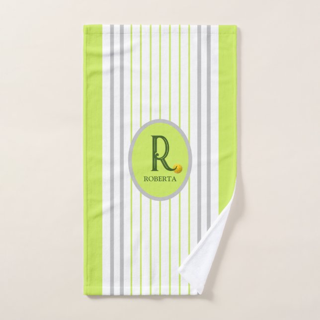Serviette de pickleball vert citron et gris (Serviette à main)