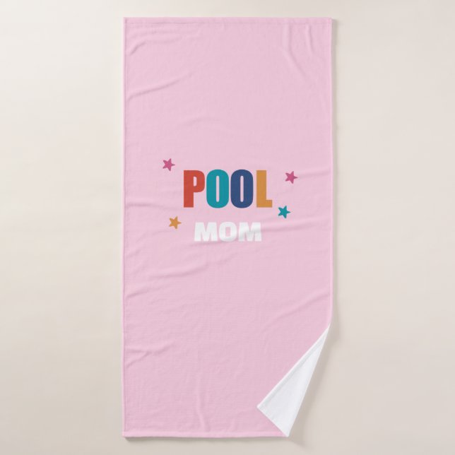 Serviette de piscine d'été typographie rose maman (Serviette de bain)