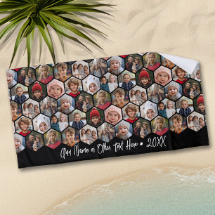 Serviette De Plage 12 Collage de photos - hexagone funky - Motif aléa