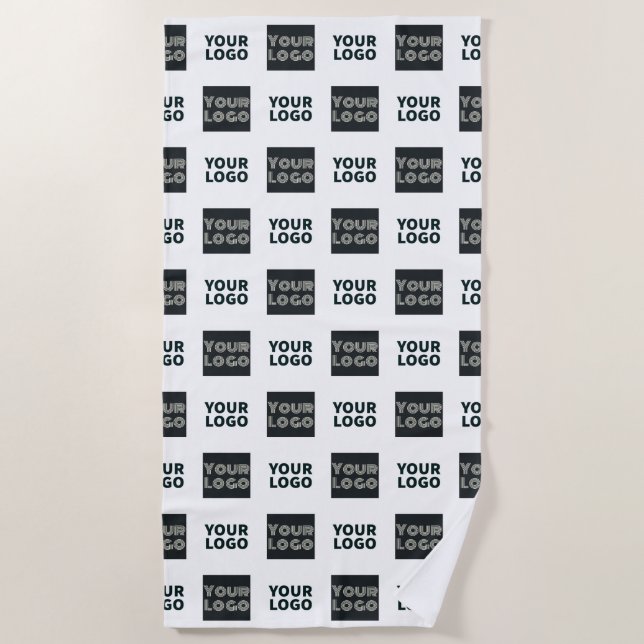 Serviette De Plage 2 Logos Simples Logos Répétitifs | Blanc (Devant)