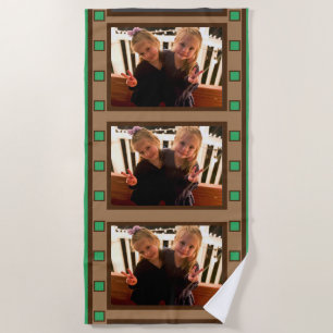 Serviette De Plage 3 Bandes de Film Rétro Vertes