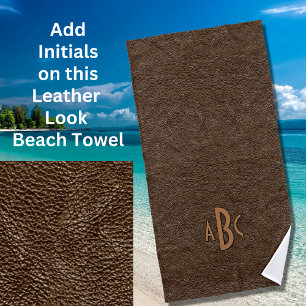 Serviette De Plage 3 Lettre Monogramme Beige Brown initial look