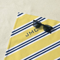 3 lettres Monogramme rayures jaune et bleu