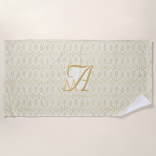 Serviette De Plage 3 Monogramme Art Déco Or Crème Décoration de jeune