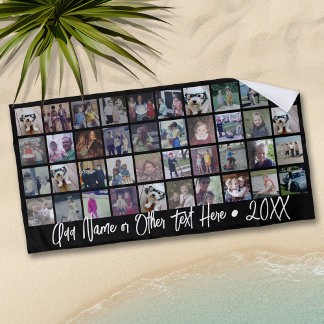 Serviette De Plage 40 Collage de photos - 4 lignes 10 colonnes - Nom 