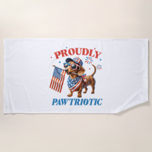 Serviette De Plage 4 juillet USA Chien patriotique fièrement