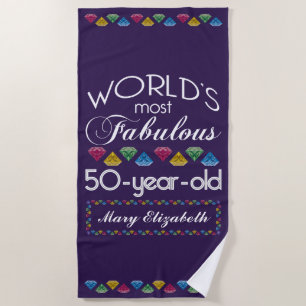 Serviette De Plage 50e anniversaire Gemmes colorées les plus fabuleus