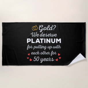 Serviette De Plage 50ème anniversaire de Mariage I - Gold Funny Coupl