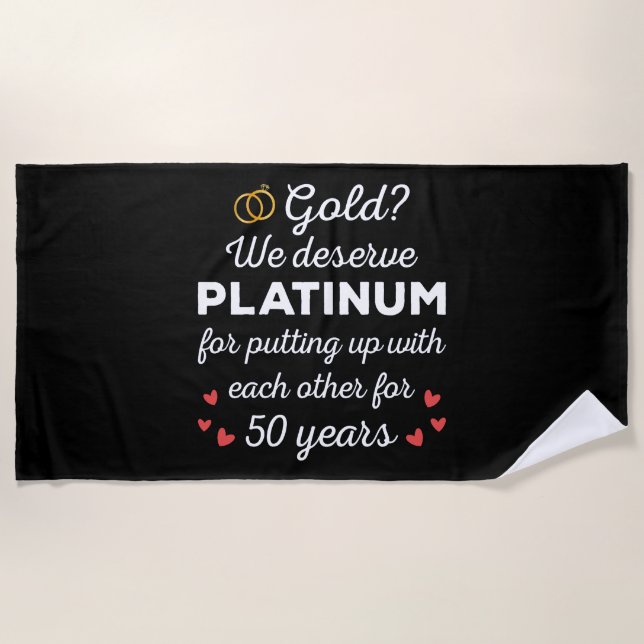 Serviette De Plage 50ème anniversaire de Mariage I - Gold Funny Coupl (Devant)
