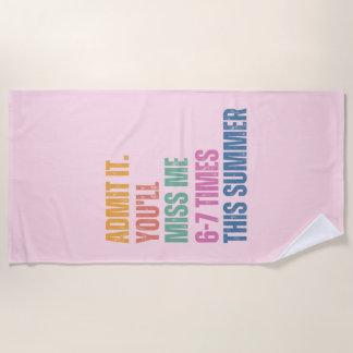Serviette De Plage 67 Dernier Jour d'École Rose Pâle Esthétique Perso