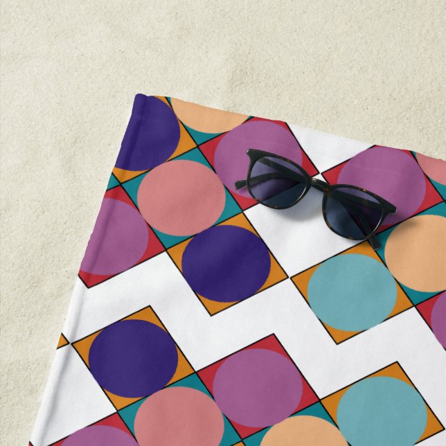 Serviette De Plage 70’s checkerboard pattern (En situation)