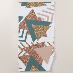 Serviette De Plage 80s rétro Abstrait les années 70 Palette Vert et